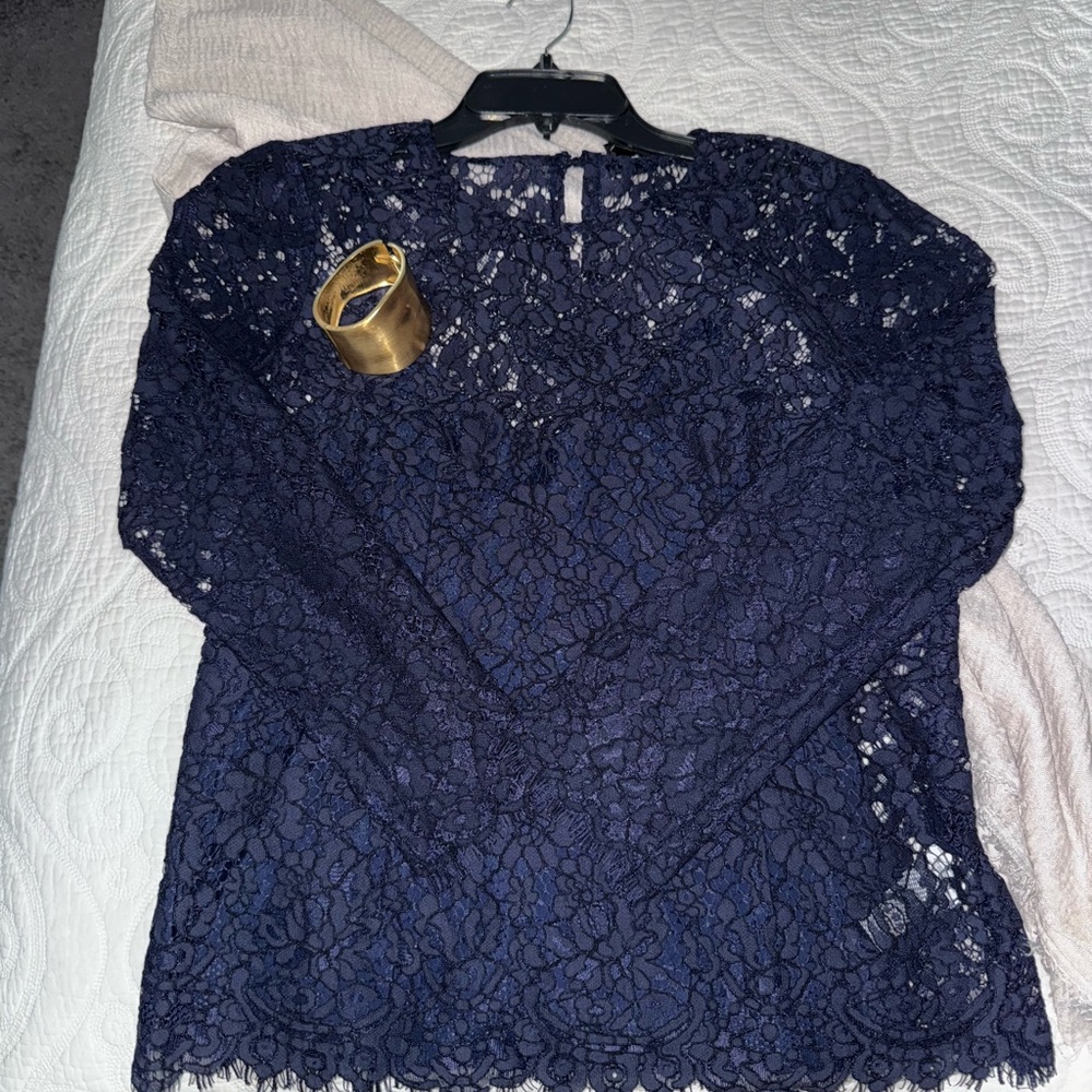 J. Crew Elegant Navy Lace Women's Top